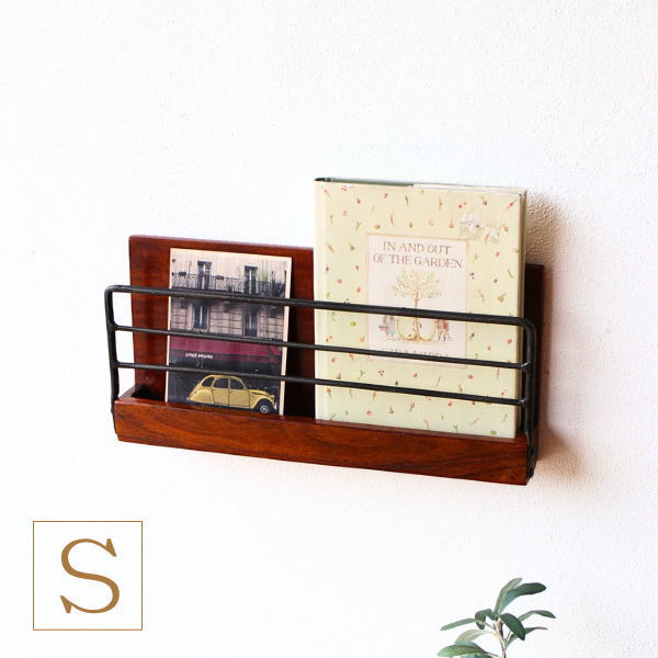 ウォールラック 木製 アイアン おしゃれ ディスプレイ棚 飾り棚 スリム アイアンとウッドの壁掛けラックS [kan6485]