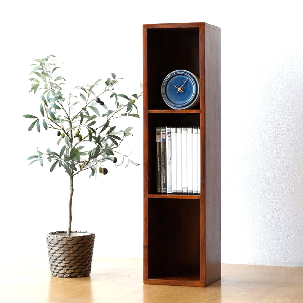 DVDラック 木製 おしゃれ スリム 無垢材 天然木 仕切り 卓上収納 机上ラック インドのウッドDVDラック 【送料無料】 [kan7138]