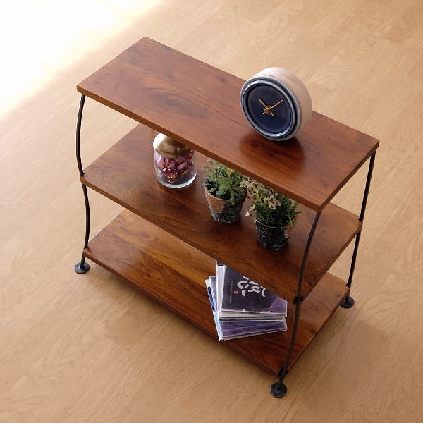 飾り棚 シェルフ 3段 木製 おしゃれ 天然木 無垢材 シーシャムウッドディスプレイラック 【送料無料】 [kan7945]