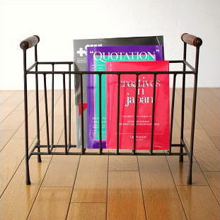 マガジンラック スリム おしゃれ 木製 アイアン 薄型 かご コンパクト アンティーク 絵本 楽譜 インテリア 玄関 スリッパラック マガジンラック スクエアＣ 【送料無料】 [kan8338]