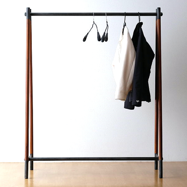 ハンガーラック 木製 アイアン 鉄製 シンプル アンティーク おしゃれ ハンガースタンド コート掛け 幅120 アカシアウッド＆アイアンの洋服ラック 【送料無料】 [kan9931]