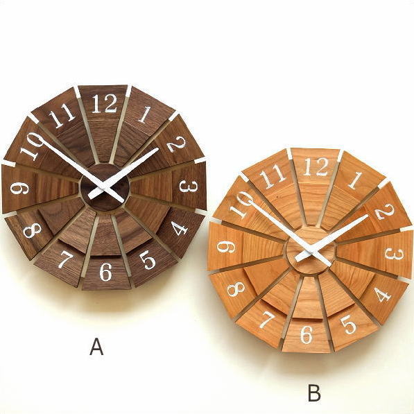 掛け時計 木製 おしゃれ 天然木 無垢 日本製 ウォールナット チェリー ウォールクロック ウッド壁掛け時計SUN M2カラー 【送料無料】 [kch4333]