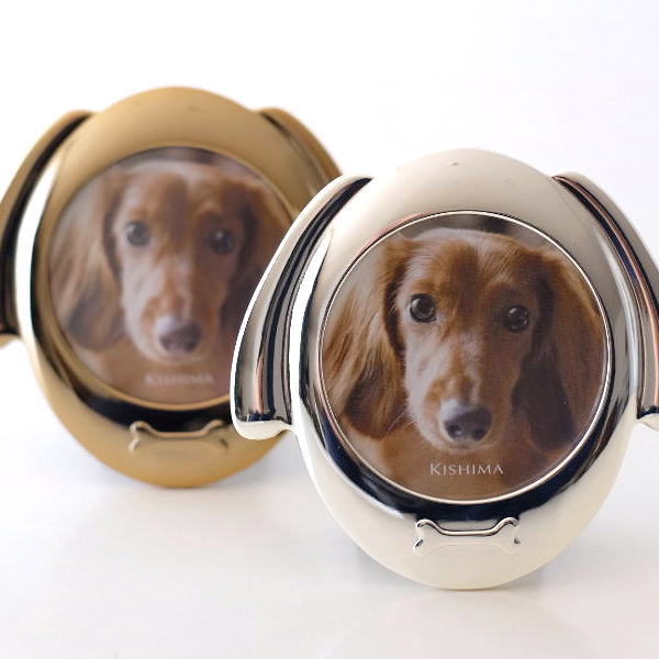 フォトフレーム 卓上 写真立て 犬 いぬ イヌ おしゃれ フォトスタンド かわいい 小さい ミニ コンパクト デザイン メモリアル イヌのメタルフレーム 2カラー [kkm5846]