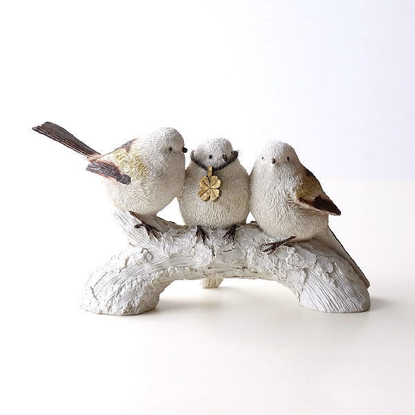 シマエナガ オブジェ 置物 鳥 おしゃれ かわいい 玄関 カウンター お庭 エントランス ガーデニング 小物 ガーデンオブジェ シマエナガ [kkm8431]