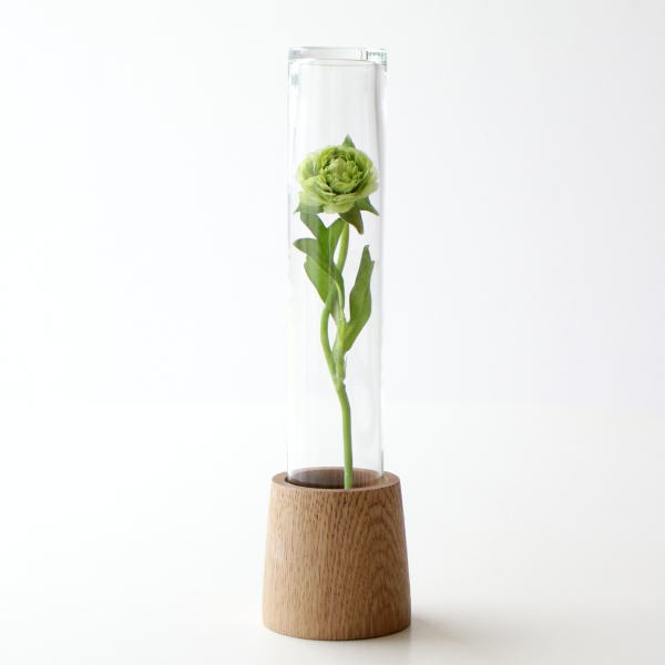 花瓶 フラワーベース おしゃれ かわいい 一輪挿し 花器 ガラスベース ガラス管 ウッド シンプル フラワーベース シランドル [ksh4258]