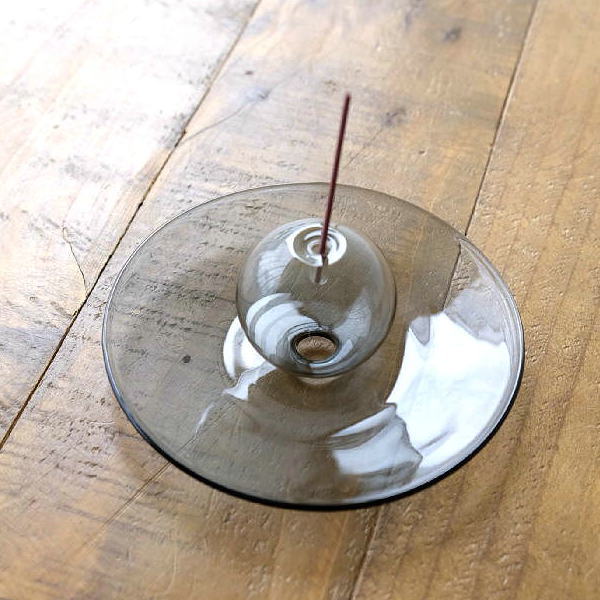 お香立て 香立て ガラス インセンスホルダー おしゃれ ガラストレー 吹きガラス スティック スタンド かわいい ガラスの香立て GY [ksh6418]