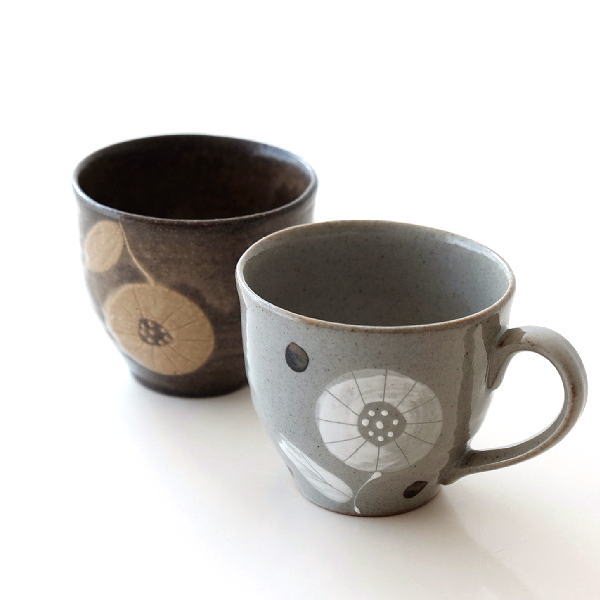 マグカップ 陶器 おしゃれ かわいい 可愛い 瀬戸焼 日本製 花模様 和食器 和モダン 焼き物 一輪花マグ2カラー [ksn0926]