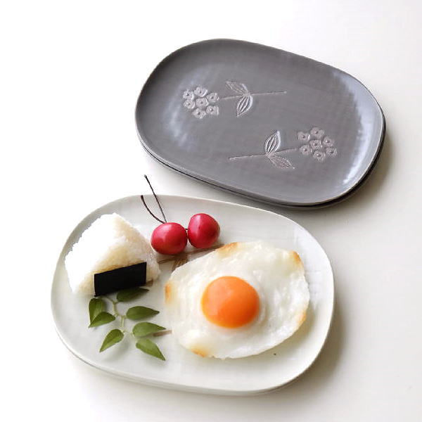 お皿 プレート 大皿 陶器 おしゃれ 2枚 セット 浅い 取り皿 スクエア 北欧 かわいい 瀬戸焼 プレート大皿 コバナ 2カラー 2枚セット [ksn2368]