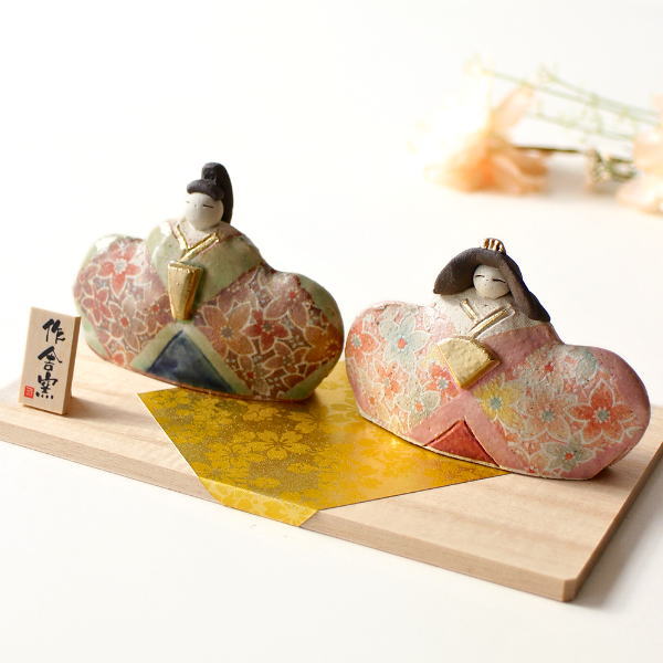 おひなさま お雛様 ひな人形 置物 陶器 オブジェ おしゃれ かわいい 桃の節句 雛飾り ひな祭り 瀬戸焼 日本製 陶器のおひな様 春風 たたら雛 [ksn2612]