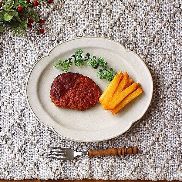 オーバルプレート 瀬戸焼 25cm 楕円 中皿 花形 パスタ皿 カレー皿 ワンプレート 陶器 日本製 焼き物 カフェ オーバルプレート デプレ L [ksn4172]