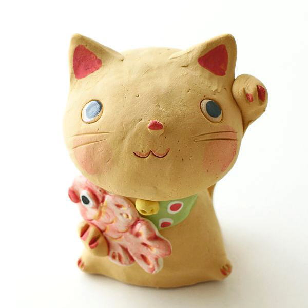 招き猫 おしゃれ 置物 オブジェ ねこ ネコ 陶器 かわいい 日本製 美濃焼 手作り 開運 幸運 猫グッズ 贈り物 手作り民芸まねき猫 鯛 [ksn5075]