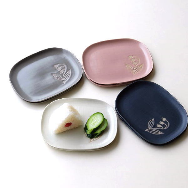 お皿 プレート 中皿 陶器 おしゃれ 2枚 セット 浅い 取り皿 スクエア 北欧 かわいい 瀬戸焼 プレート中皿 スズラン 4カラー 2枚セット [ksn7623]