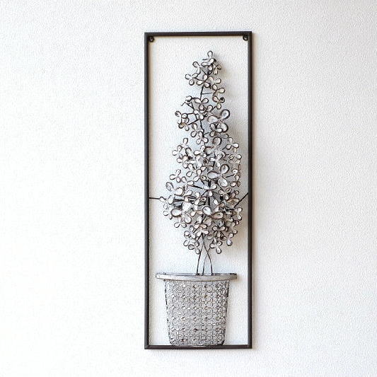 壁飾り アイアン アンティーク モダン アートパネル ウォールデコレーション おしゃれ 壁掛け インテリア 花 ウォールアート アイアンの壁飾り ホワイトフラワー [kwb1291]