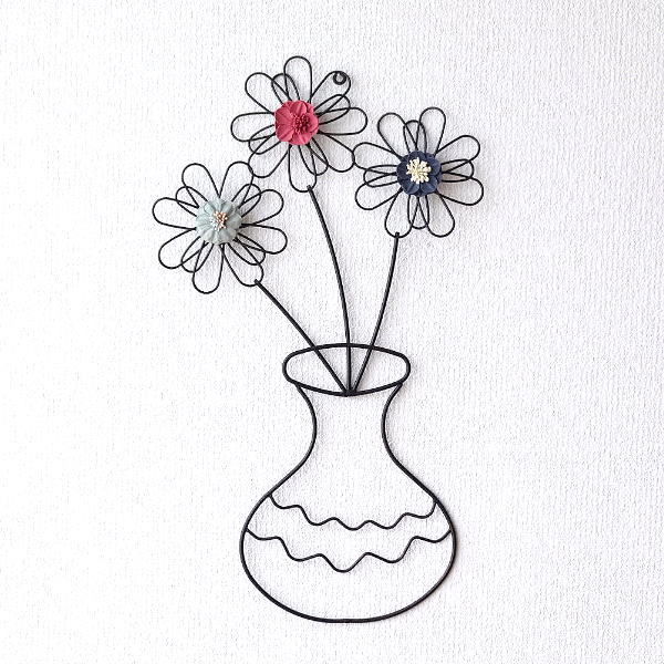 壁飾り アイアン 壁掛け おしゃれ アートパネル フラワーベース 花 アンティーク モダン ウォールデコ アイアンの壁飾りフラワーベース [kwb3030]