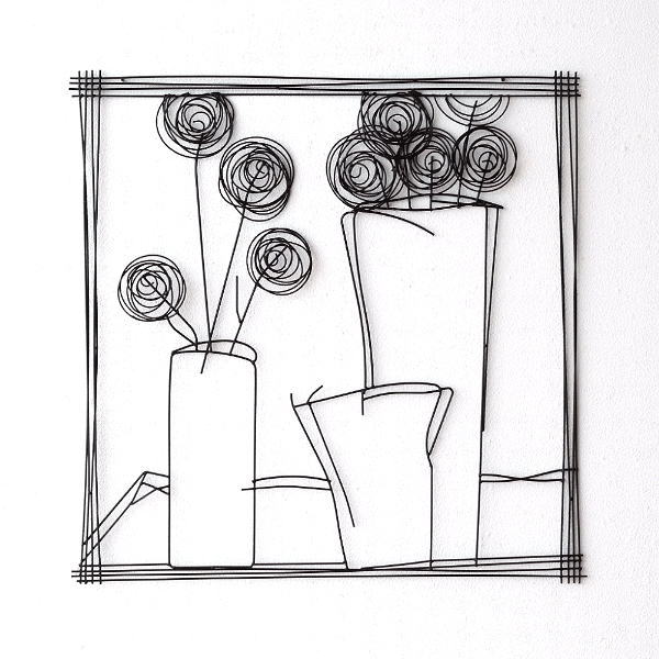 アイアン 壁飾り インテリア 壁掛け アートパネル アートフレーム モノトーン おしゃれ モダン ウォールデコ アイアンの壁飾り 花瓶B 【送料無料】 [kwb5869]