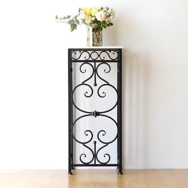 コンソールテーブル スリム 玄関 花台 アンティーク おしゃれ エレガント コンパクト アイアンと大理石のコンソール スリム 【送料無料】 [kwt1868]