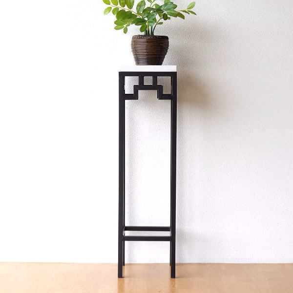 花台 おしゃれ アイアン 大理石 フラワースタンド 玄関 リビング ハイタイプ 花瓶台 アイアンと大理石の花台 シノワハイ 【送料無料】 [kwt8787]