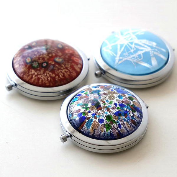 鏡 おしゃれ ハンドミラー コンパクトミラー 手鏡 小さい ミニ 小物 ミラー 手のひらサイズ エレガント エレガントなコンパクトミラー 3タイプ [kwt9090]
