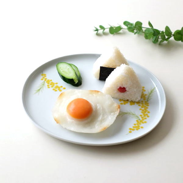 お皿 プレート 陶器 おしゃれ 中皿 メイン皿 かわいい 大きめ ミモザ シンプル 可愛い 爽やか 和食器 日本製 砥部焼 ミモザ オーバルディッシュ L [kys1255]