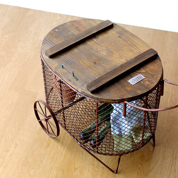 カート アンティーク レトロ ガーデニング 収納 シャビー 木製 かご バスケット アイアン フラワーラック ガーデンツールボックスカート z9560 ギギliving