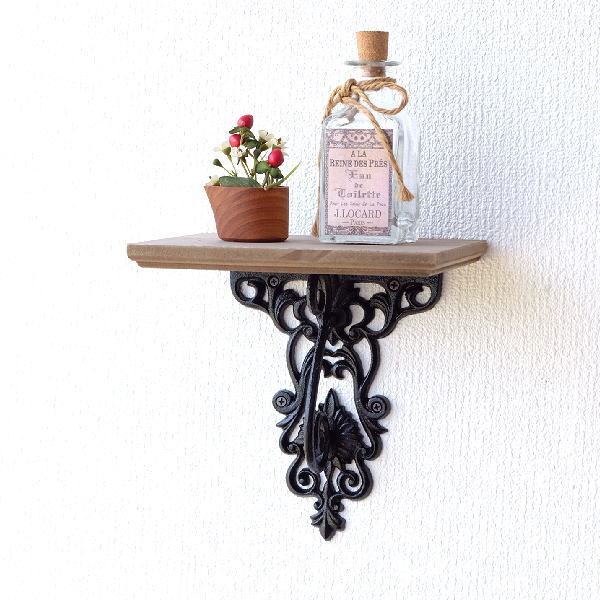 ウォールシェルフ アイアン 木製 アンティーク クラシック 棚 壁掛け
