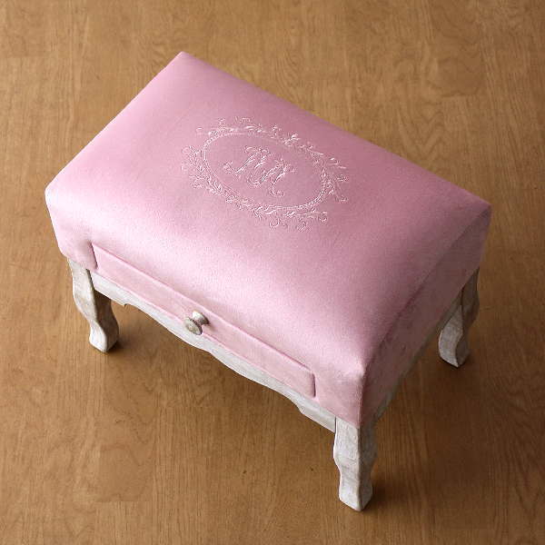 スツール アンティーク おしゃれ 椅子 布 クッション 木製 かわいい