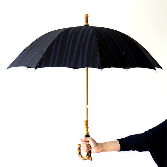 日傘 日本製 Uvカット コットン100 バンブー 竹 傘 かさ カサ 和風 和柄 モダン 大人 おしゃれ コットンパラソル ストライプb Bam5779 ギギliving