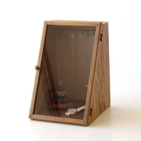 アクセサリーケース 木製 ディスプレイケース コレクションケース 卓上 ガラスケース 扉付きアクセサリーケーススタンド Cle7108 ギギliving