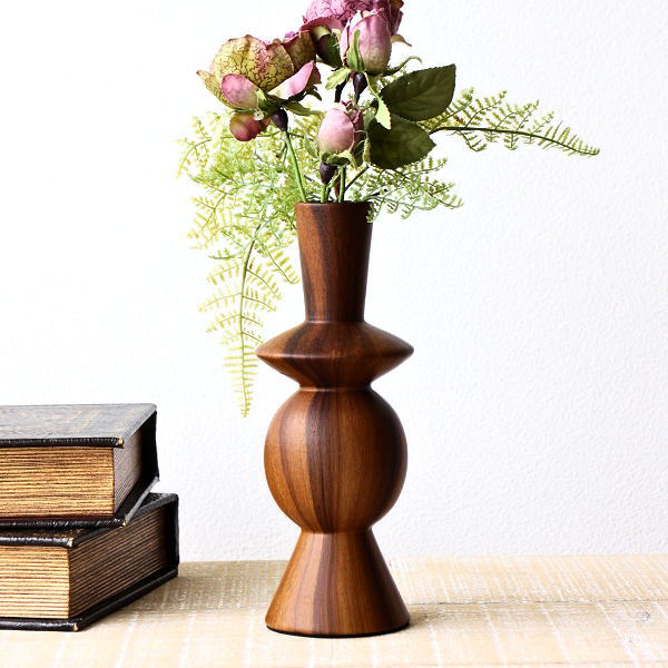 花瓶 おしゃれ 一輪挿し 枝物 北欧 フラワーベース 陶器 鉱物 ドロマイト 木目調 モダン 木製風 ナチュラル インテリア 卓上 花器 変形 グレインベース C [cle8167]