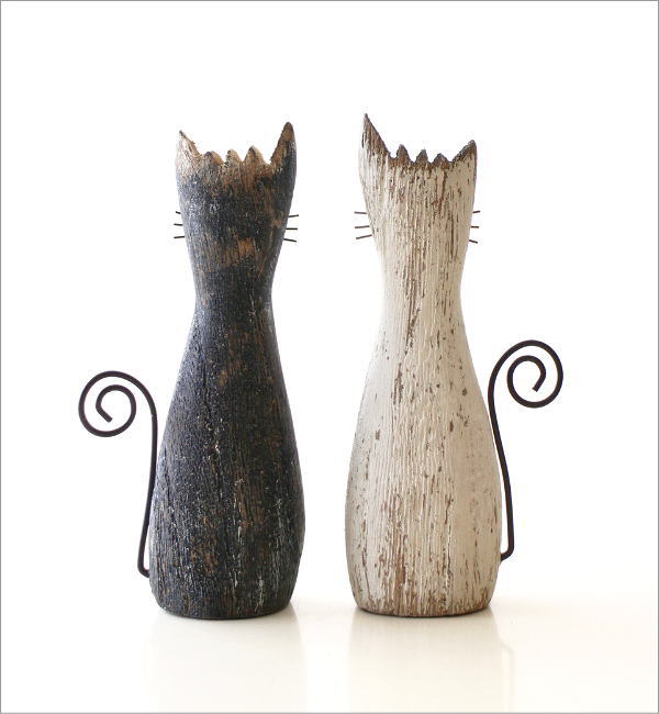 木製／招き猫／ 猫置物／置物／希少／アンティーク／ヴィンテージ【2点