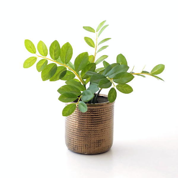 植木鉢 陶器 鉢カバー アンティーク ゴールド 丸型 格子柄 おしゃれ