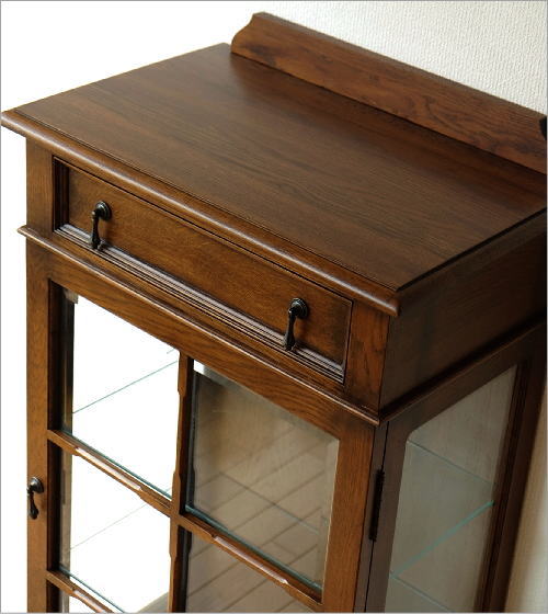 キャビネット ガラス アンティーク クラシック 木製 天然木 ナラ