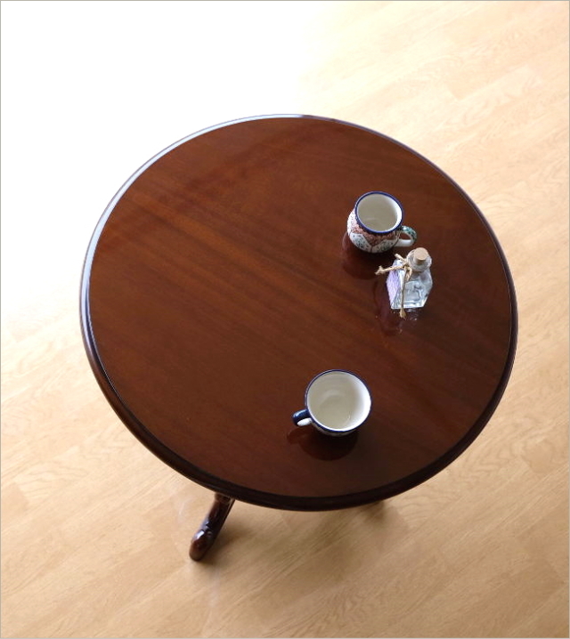 丸テーブル アンティーク カフェテーブル 無垢材 直径70cm 木製 天然木