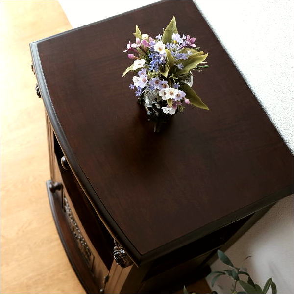 電話台 花台 アンティーク調 玄関 ハイスタンド 木製 キャビネット 扉