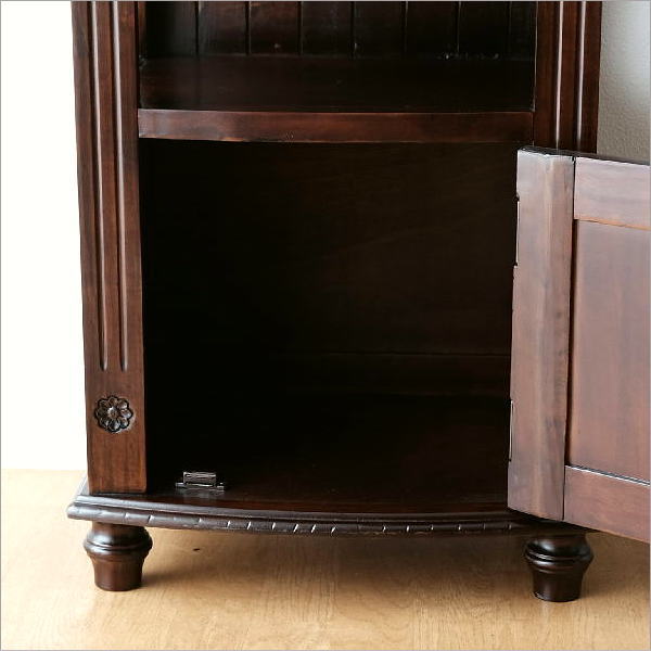 電話台 花台 アンティーク調 玄関 ハイスタンド 木製 キャビネット 扉