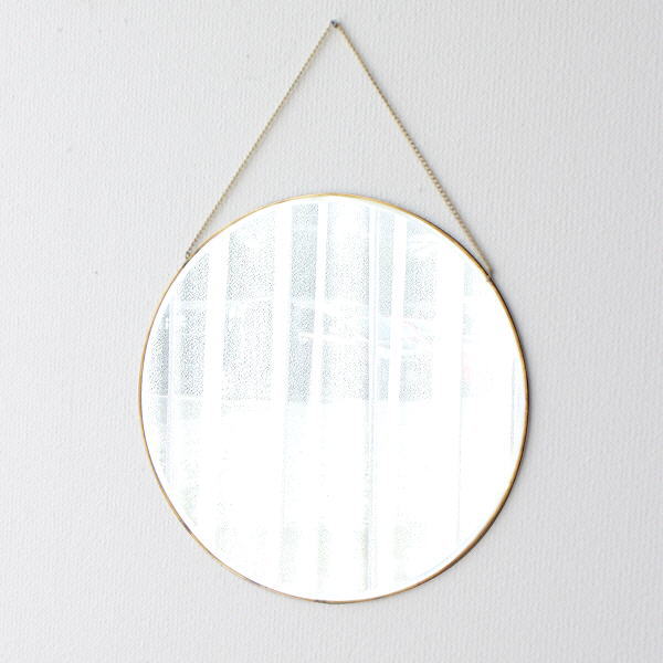 鏡 壁掛けミラー おしゃれ アンティーク 丸形 円形 シンプル 真鍮 薄い