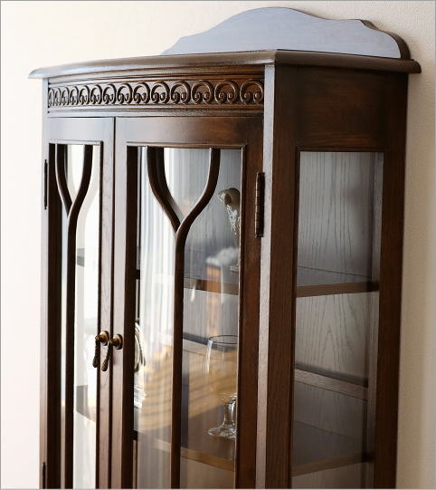 キャビネット ガラス アンティーク 飾り棚 ディスプレイラック オーク