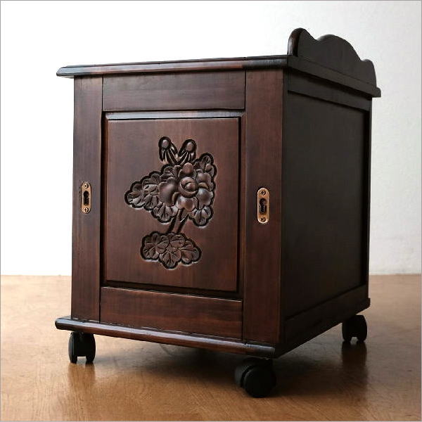 サイドテーブル アンティーク 家具 キャスター付き 完成品