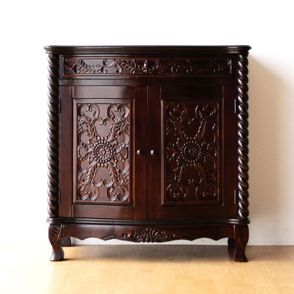 アンティーク 家具 サイドボード 収納家具 電話台 FAX台 猫脚 完成品 アンティークなキャビネット ツイスト 【送料無料】 [diz9129]