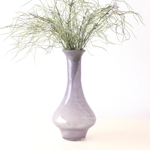 花瓶 ガラス ペールカラー 優しい色合い 一輪挿し 枝物 手作り 透明感 くびれデザイン おしゃれ 北欧風 高さ30cm ガラスのフラワーベース シェイプ [ebn1860]