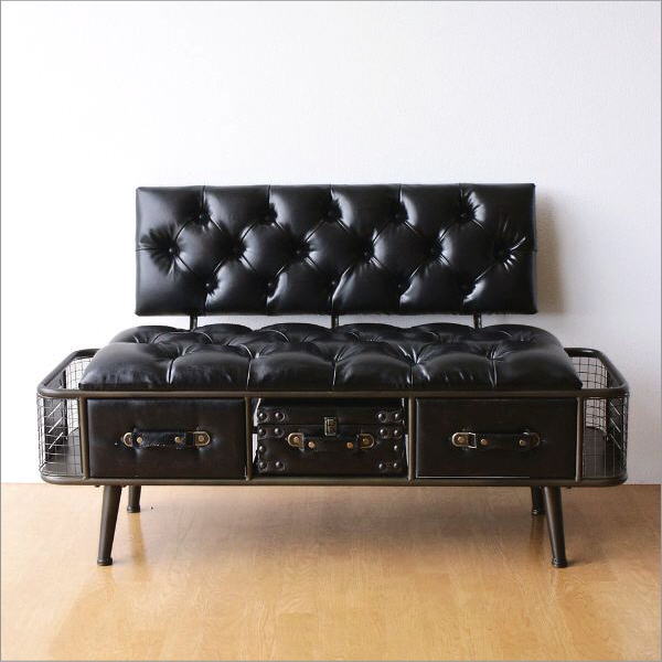 ベンチ 収納付 ソファ スツール おしゃれ ベンチスツール アイアン