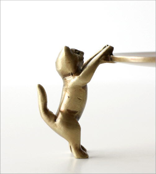 皿持ち3猫真鍮製 猫雑貨 猫グッツ 猫雑貨 【公式通販】