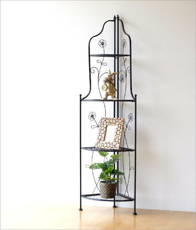 アイアンシェルフ アイアンラック 折り畳みラック 4段 什器 飾り棚