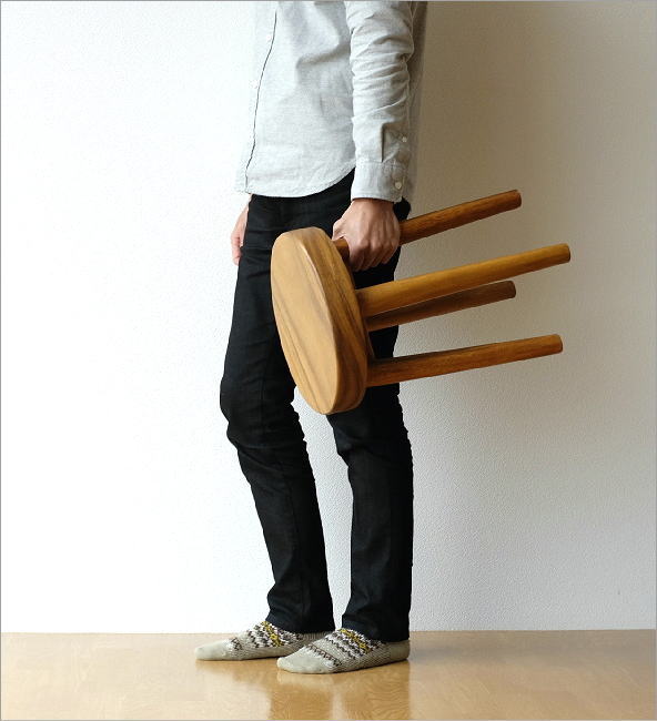 パイン材ナチュラルウッド無垢材木製丸スツール二脚松材椅子北欧カントリー 