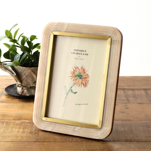 フォトフレーム 写真立て おしゃれ 卓上 壁掛け レトロ アンティーク ゴールド 真鍮 マーブル 角丸 エレガント ナチュラル フォトフレーム ANKUSH [gfc1375]