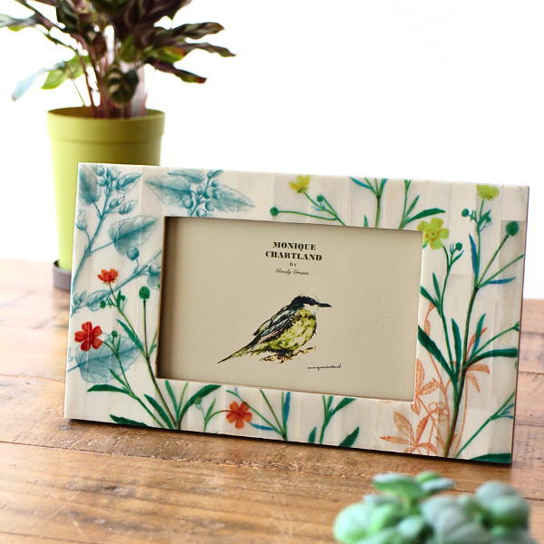 フォトフレーム おしゃれ 写真立て ボタニカル 花柄 横向き ポストカード ハガキサイズ ボーン 壁掛け 卓上 ナチュラル インテリア フォトフレーム BOTANICAL [gfc4028]