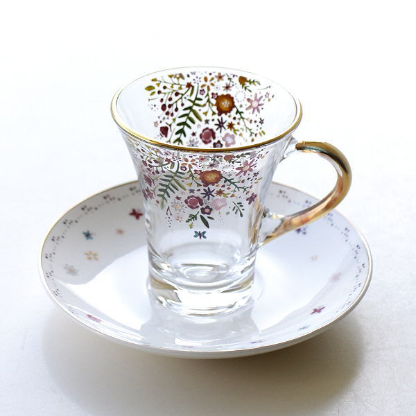 カップ ソーサー 磁器 ガラス おしゃれ アンティーク エレガント クラシック かわいい コーヒーカップ ソーサー セット ガラスカップのc S バタフライ Hal0508 ギギliving