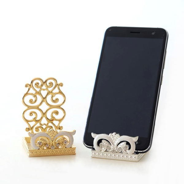 スマホスタンド かわいい 可愛い おしゃれ 卓上 エレガント アンティーク調 エナメル ビジュー スマホスタンド リリー2カラー Hal2816 ギギliving