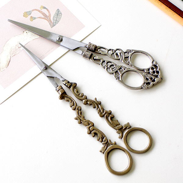 はさみ ハサミ おしゃれ アンティーク シザー オブジェ 置物 ゴールド シルバー ブラス レトロ エレガント ヨーロピアン アンティークシザー 2タイプ [hal8220]