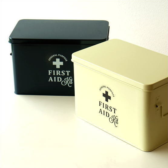救急箱 おしゃれ かわいい インテリア 薬箱 薬入れ スチール ボックス 収納 小物入れ ふた付き 工具箱 整理ボックス 小物収納 フェールエイドボックス ２カラー Hbr1738 ギギliving